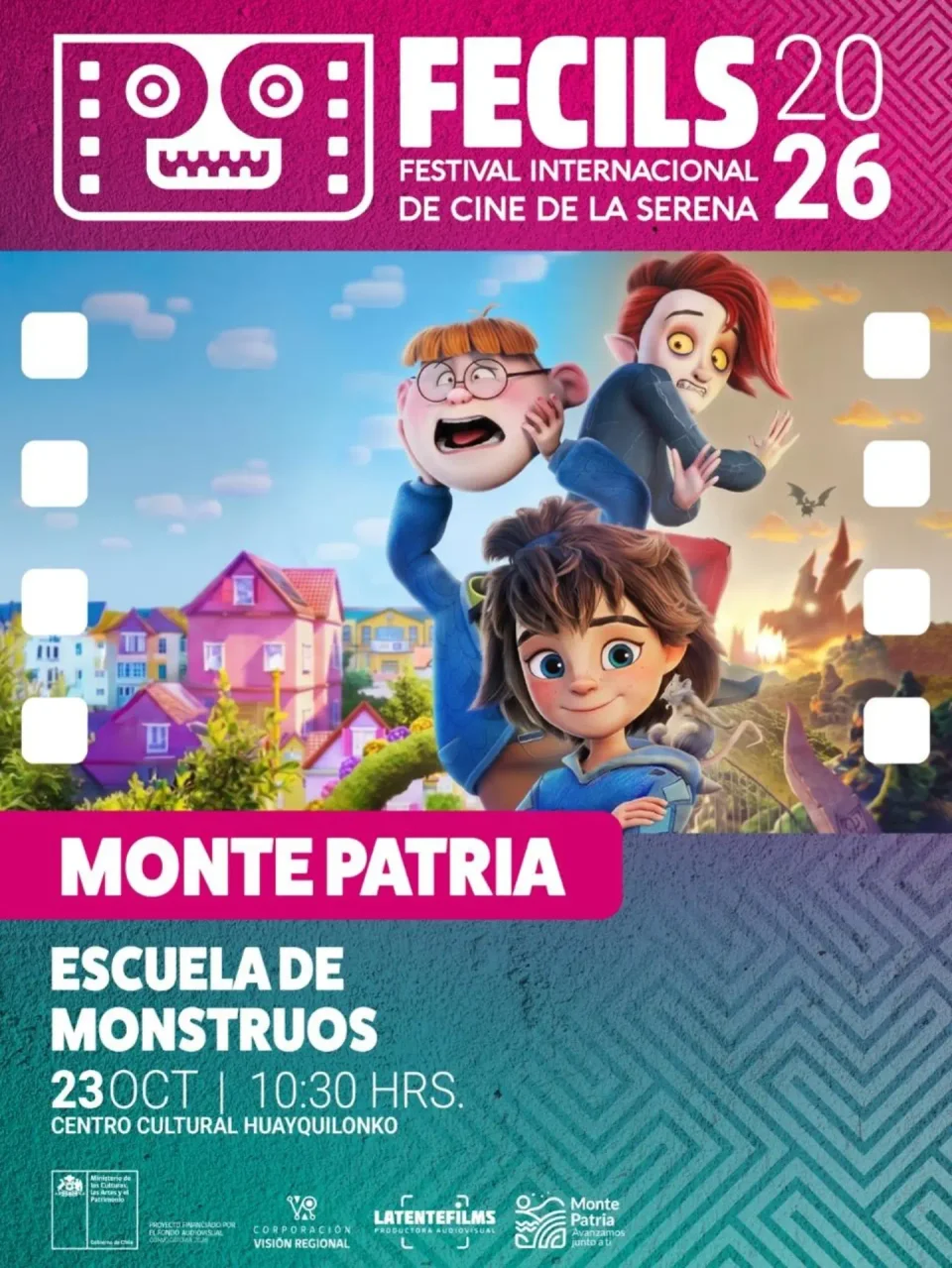 Afiche de Escuela de Monstruos · FECILS en Monte Patria