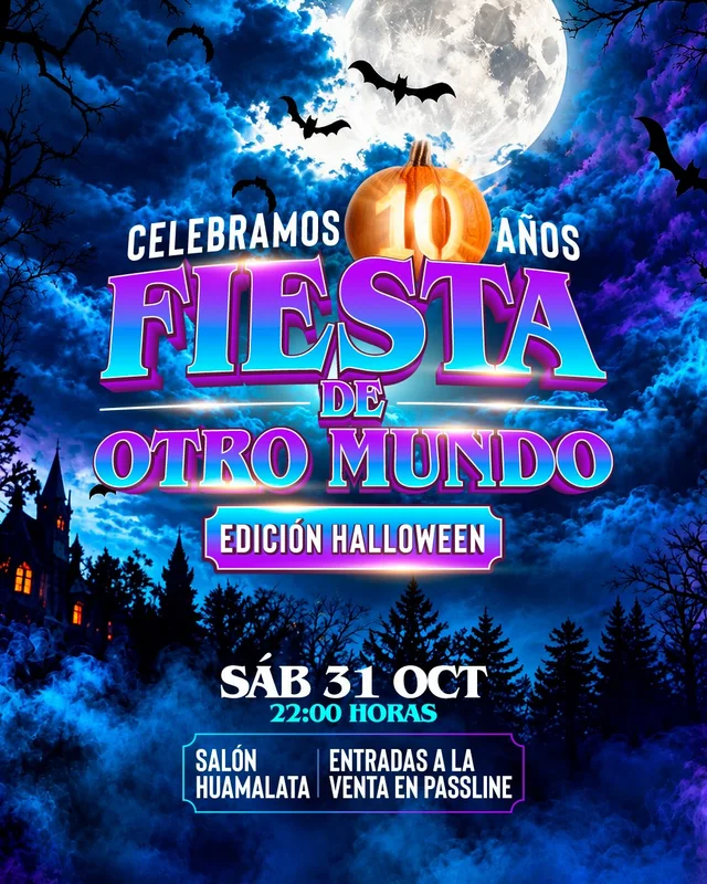 Afiche: Fiesta de Otro Mundo · Halloween con Américo