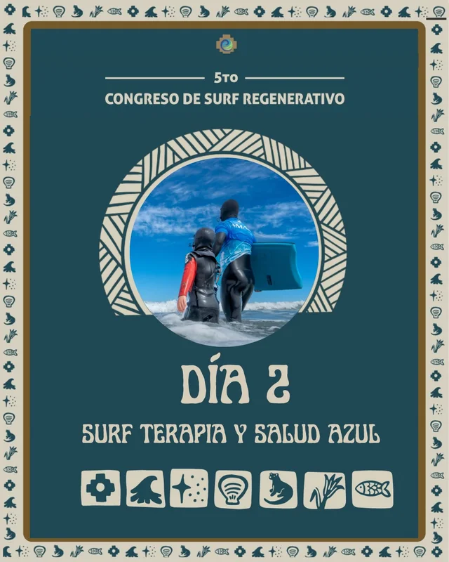 Flyer e información de Rompientes Vivas 2026 · Congreso de Surf Regenerativo