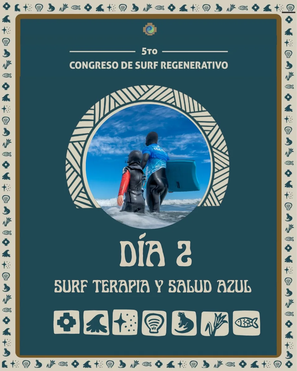 Flyer e información de Rompientes Vivas 2026 · Congreso de Surf Regenerativo