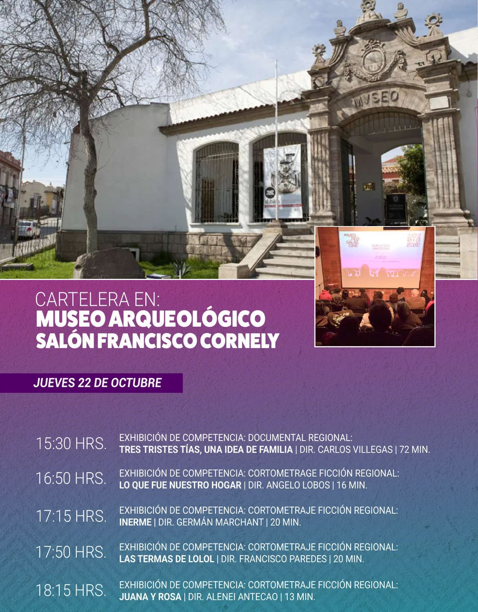 Afiche de FECILS · Cine regional en el Museo Arqueológico · jueves