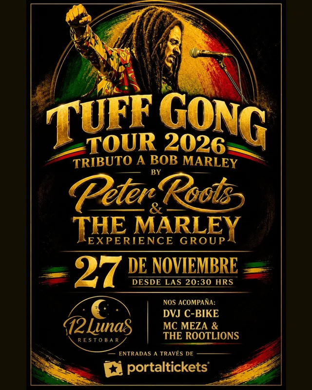 Afiche: Tuff Gong Tour · Peter Roots & The Marley Experience