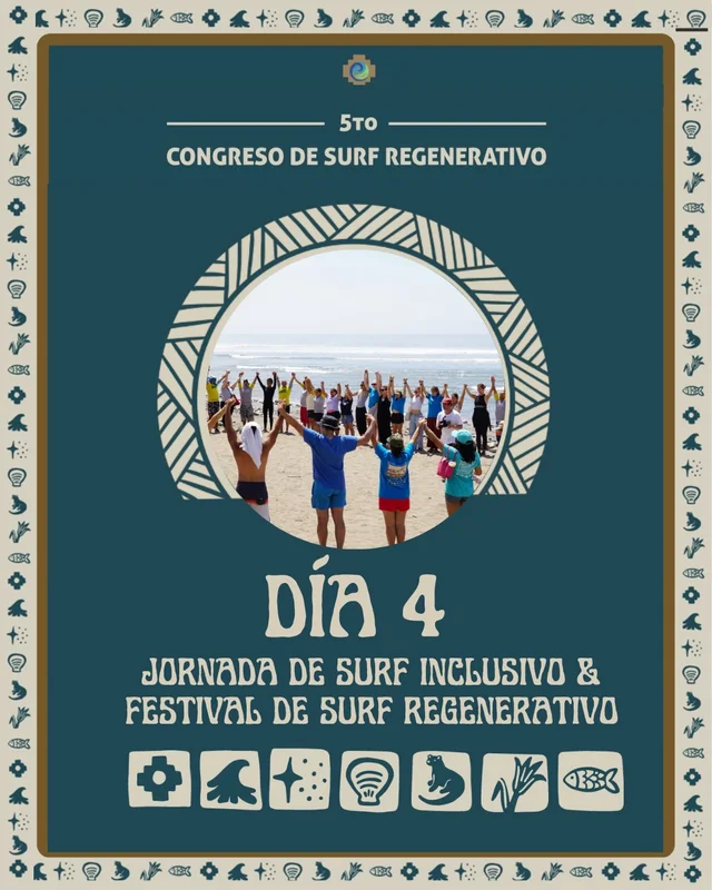 Flyer e información de Rompientes Vivas 2026 · Congreso de Surf Regenerativo