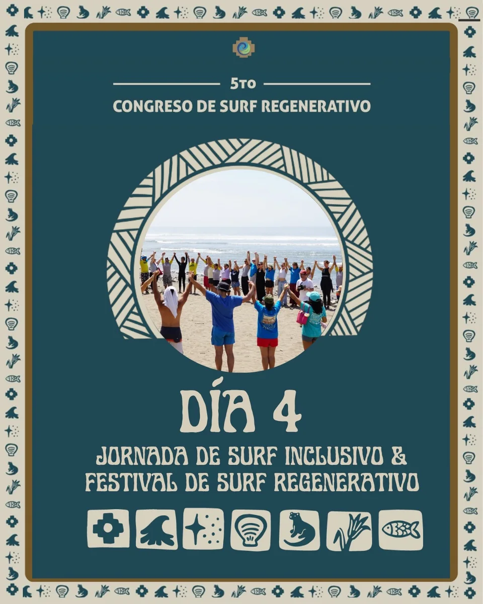 Flyer e información de Rompientes Vivas 2026 · Congreso de Surf Regenerativo