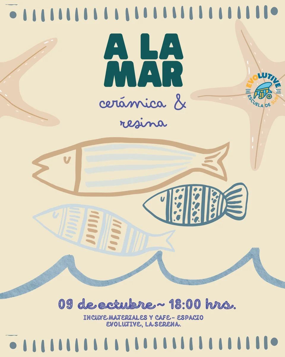 Afiche de A la Mar · Taller de cerámica fría y resina