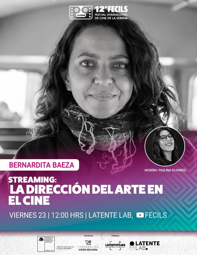 Afiche: La dirección del arte en el cine · Bernardita Baeza · FECILS