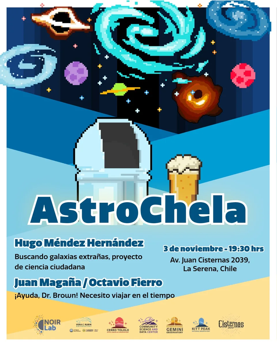Afiche de Astrochela · galaxias extrañas y viajes en el tiempo