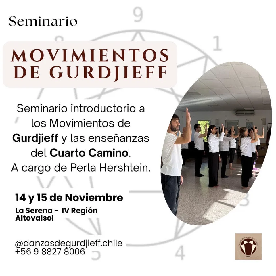 Afiche de Movimientos y danzas de Gurdjieff · seminario con Perla Hershtein