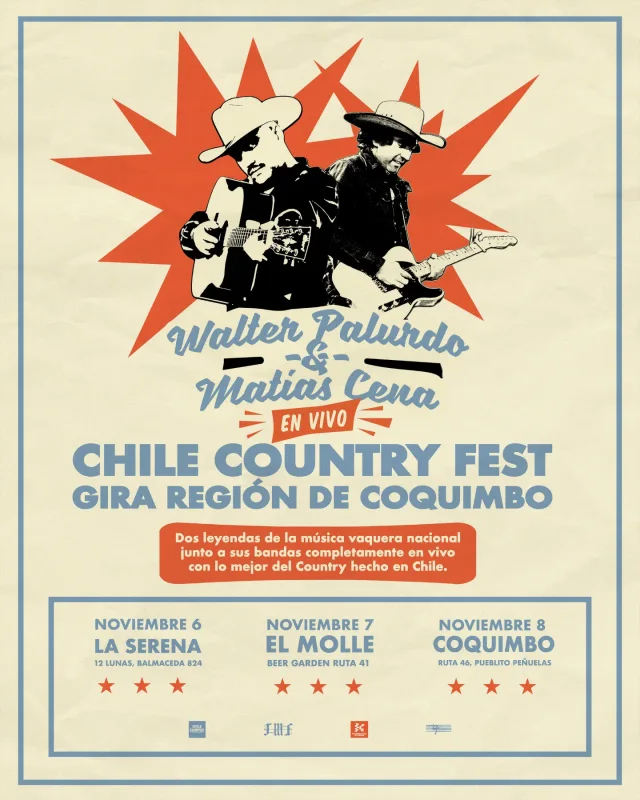 Afiche: Chile Country Fest · Walter Palurdo y Matías Cena en El Molle