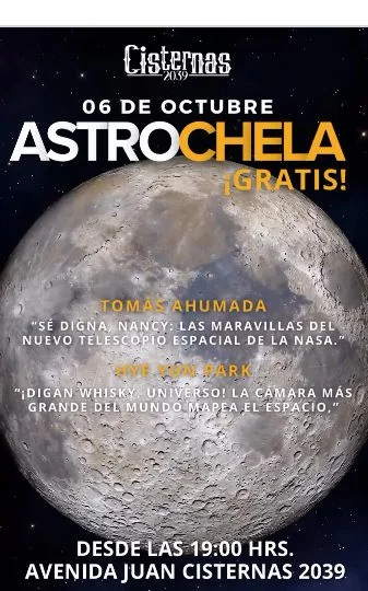 Afiche de Astrochela · Charlas de astronomía en Bar Cisternas