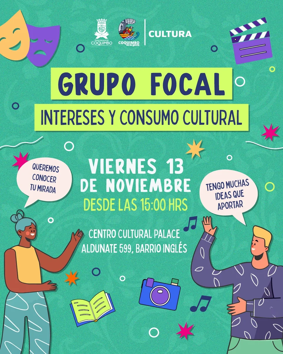 Afiche de Grupo focal · intereses y consumo cultural en Coquimbo
