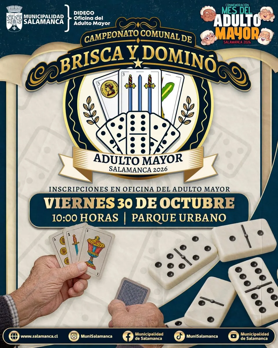 Afiche de Campeonato comunal de brisca y dominó · Adulto Mayor