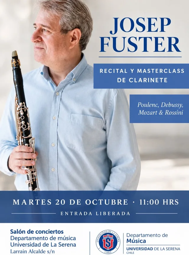 Afiche: Josep Fuster · Recital y masterclass de clarinete