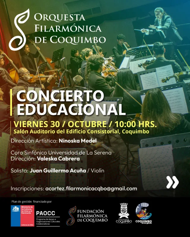 Afiche: Concierto Educacional · Orquesta Filarmónica de Coquimbo