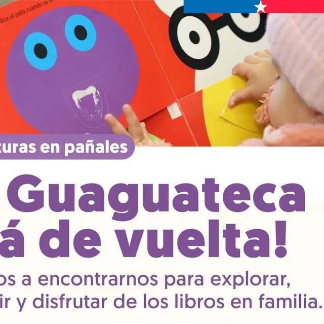Afiche de Lecturas en pañales · reapertura de la Guaguateca