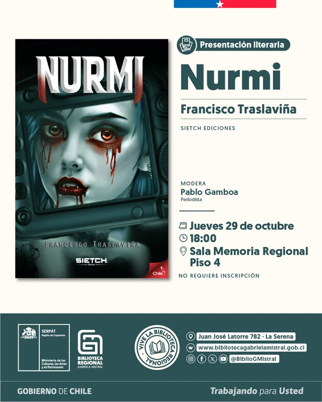 Afiche: Nurmi · presentación literaria