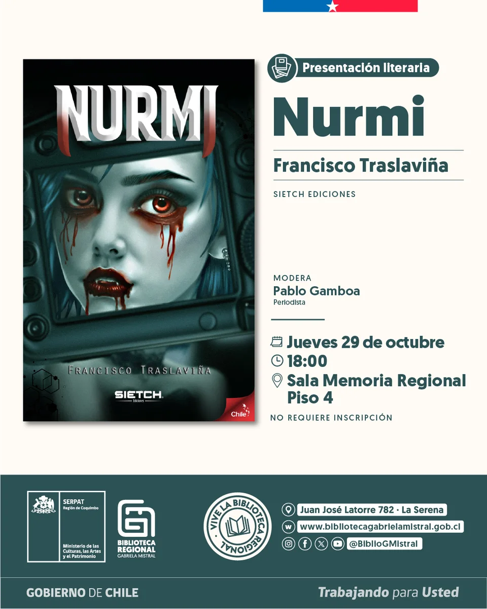 Afiche de Nurmi · presentación literaria