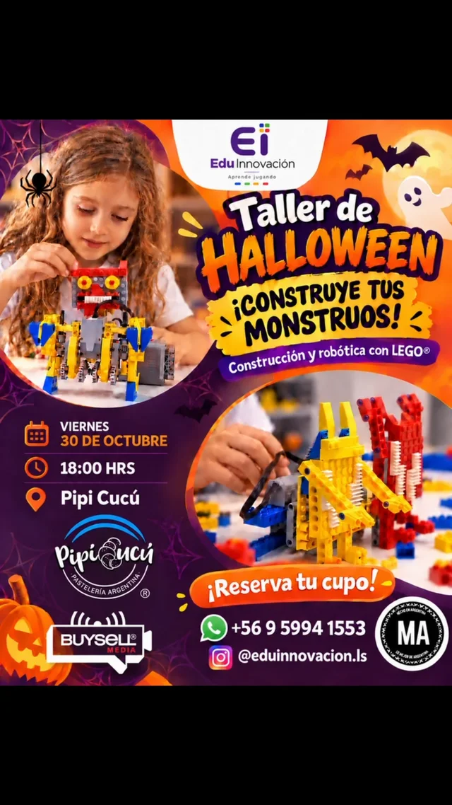 Afiche de Construcción y robótica con LEGO · monstruos de Halloween