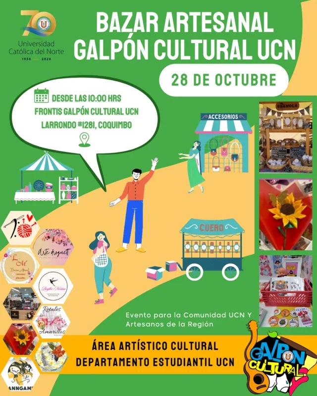 Afiche: Bazar Artesanal · Galpón Cultural UCN