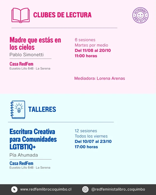 Afiche de Club de lectura Madre que estás en los cielos