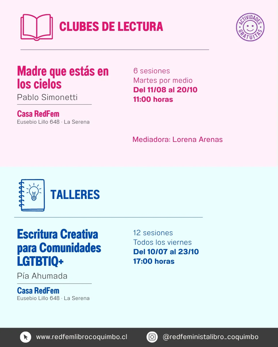 Afiche de Club de lectura Madre que estás en los cielos