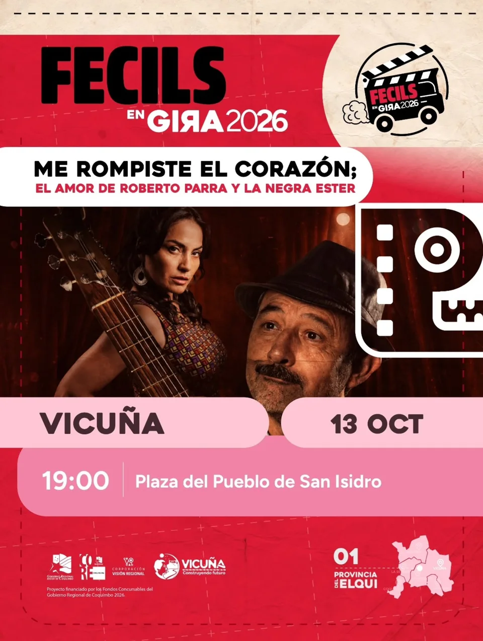 Afiche de FECILS en Gira · Me rompiste el corazón — San Isidro, Vicuña