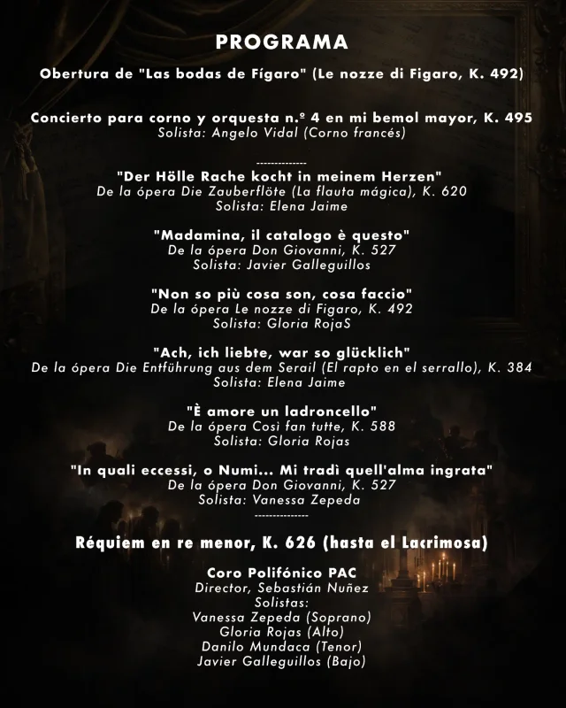 Programa y solistas de Gala Mozart