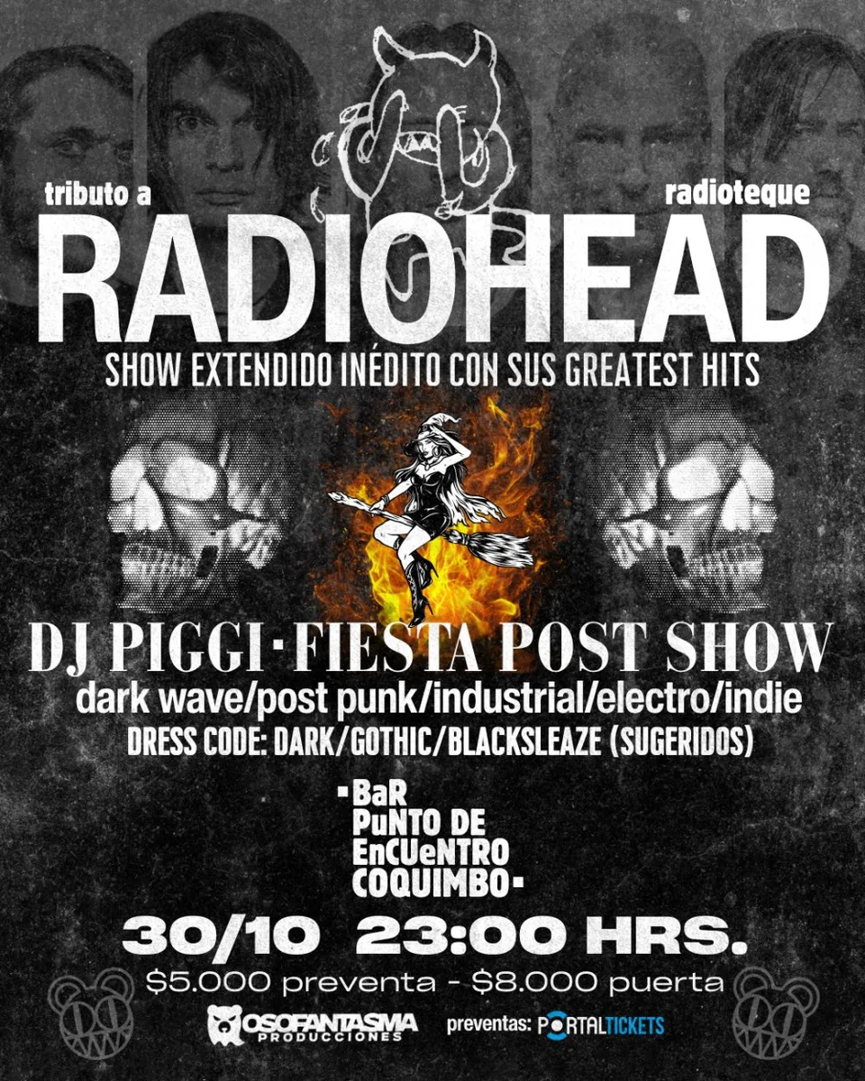 Afiche de Radioteque · tributo a Radiohead + fiesta dark