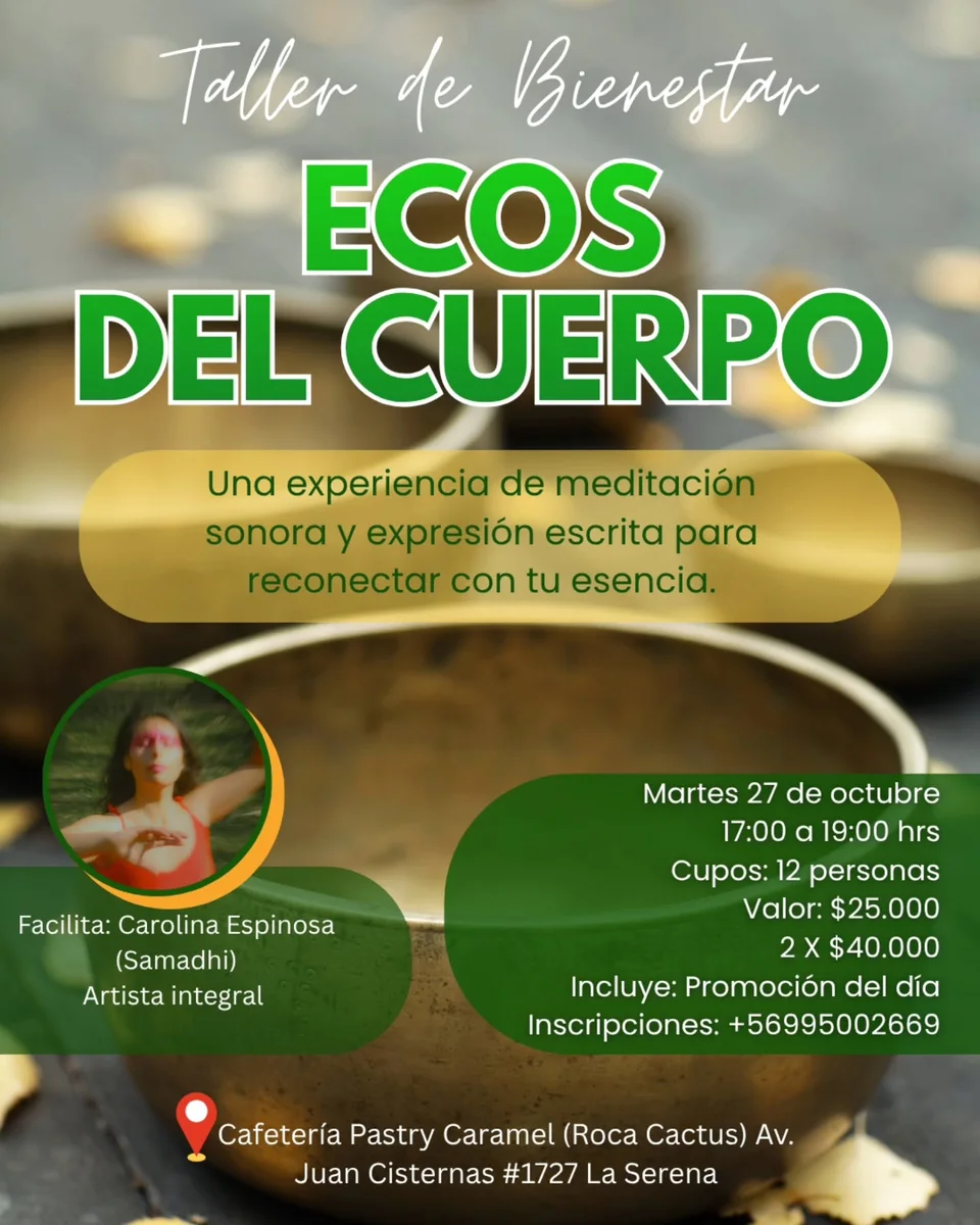 Afiche de Ecos del Cuerpo · meditación, cuencos y escritura consciente