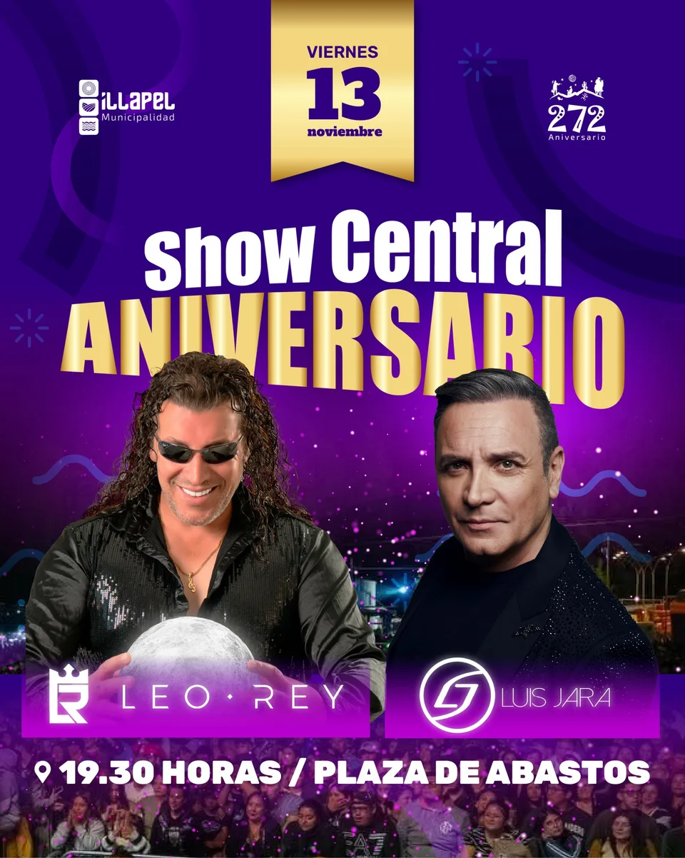 Afiche de Leo Rey y Luis Jara · aniversario de Illapel