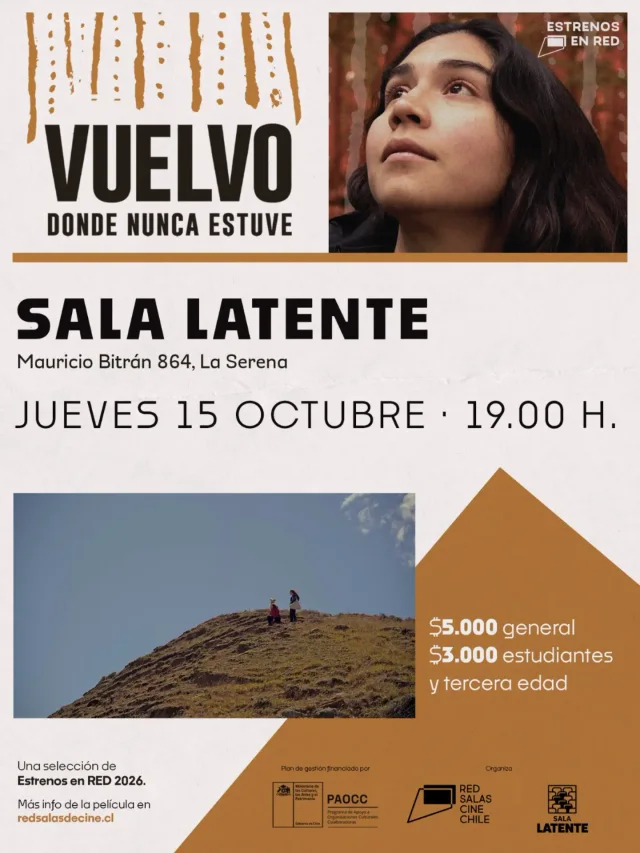Afiche: Vuelvo donde nunca estuve · Estrenos en Red en Sala Latente