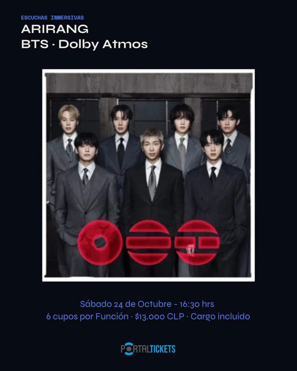 Afiche de Audiciones inmersivas · BTS, Coldplay, Pearl Jam