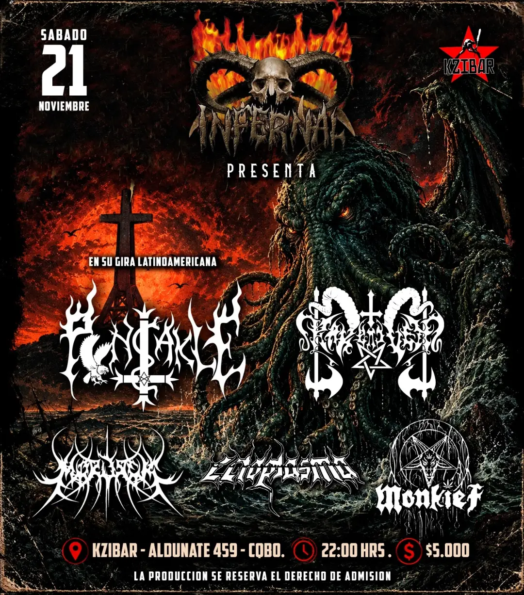 Afiche de Infernal presenta Pentakles y bandas invitadas