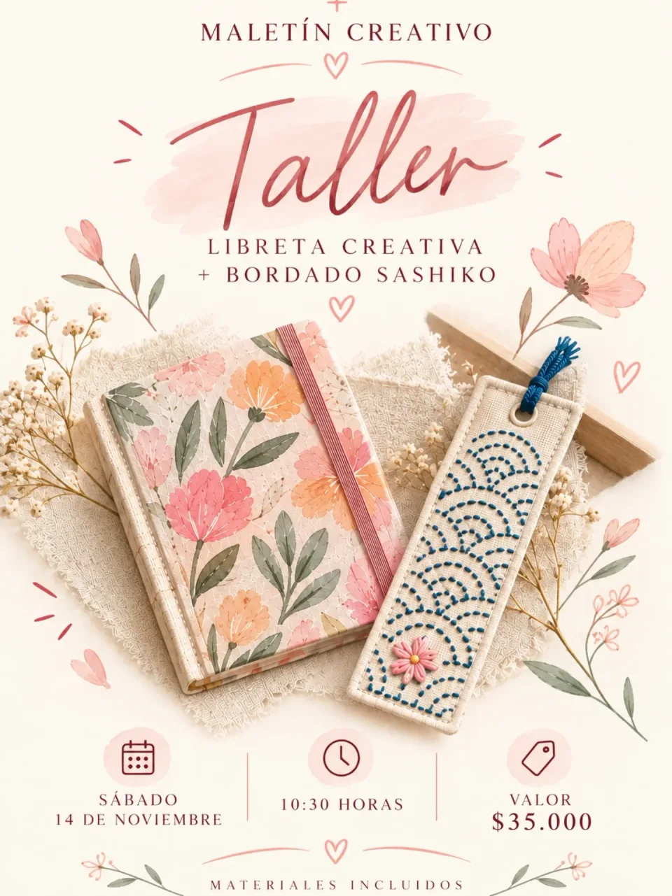 Afiche de Libreta creativa y bordado sashiko