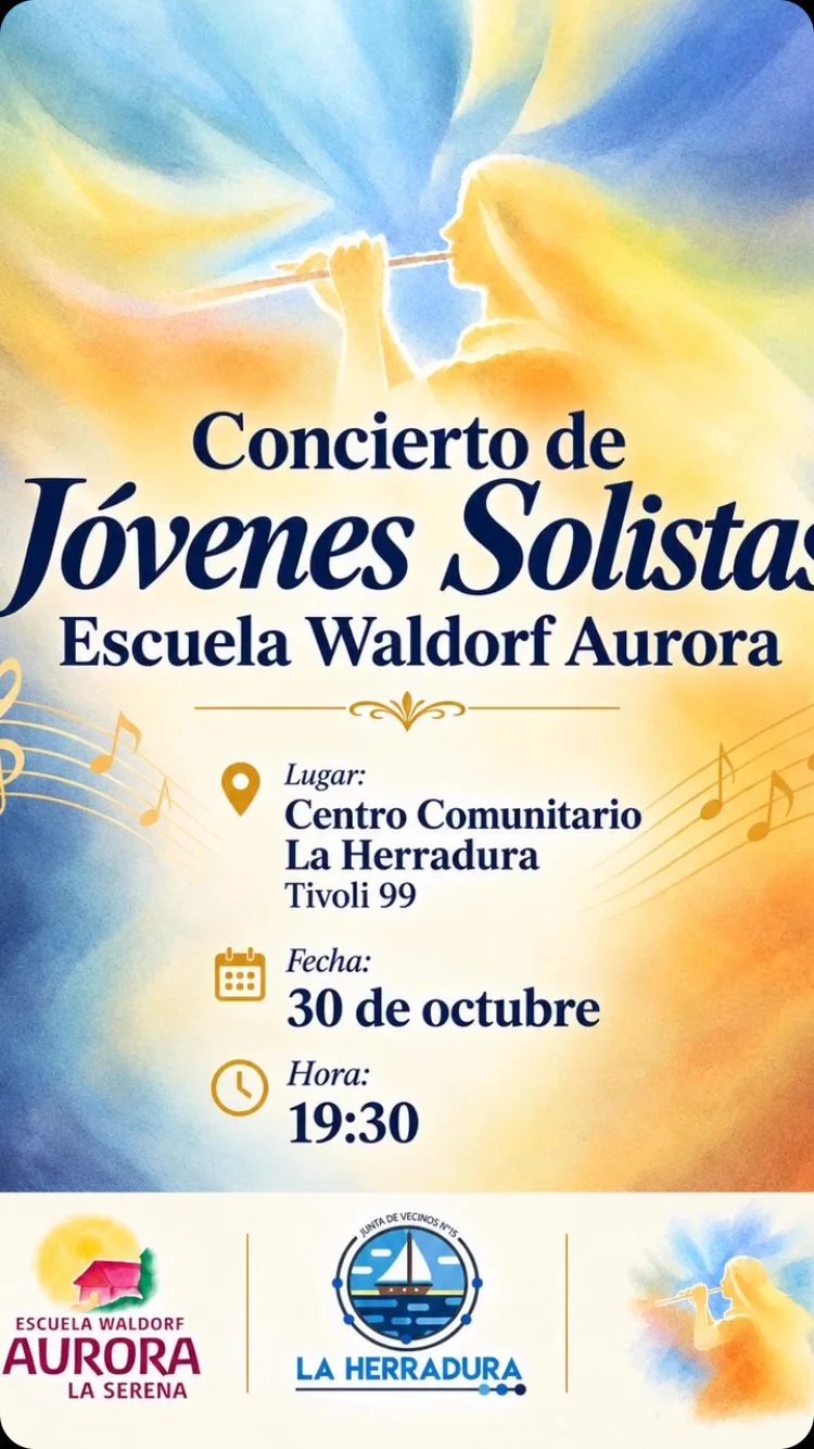 Afiche de Concierto de Jóvenes Solistas · Escuela Waldorf Aurora