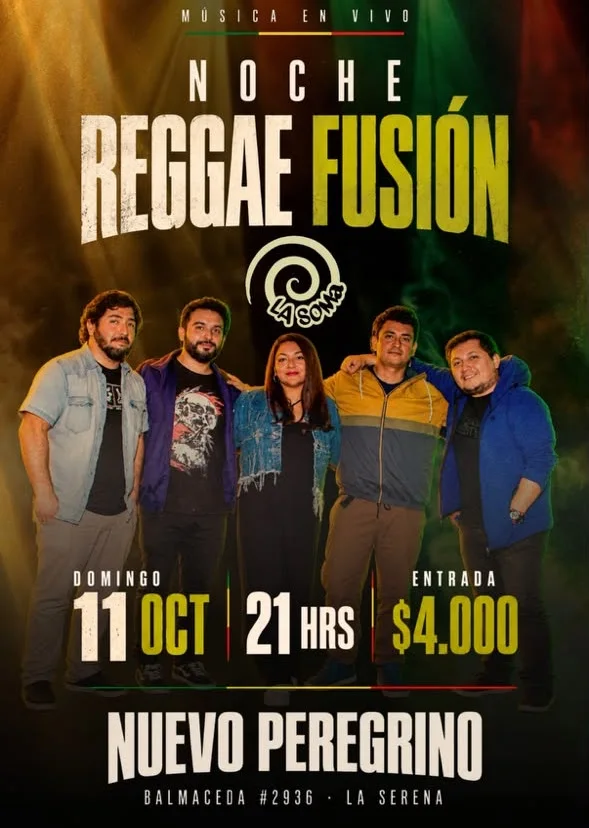 Afiche de Noche Reggae Fusión · La Soma y Vanato