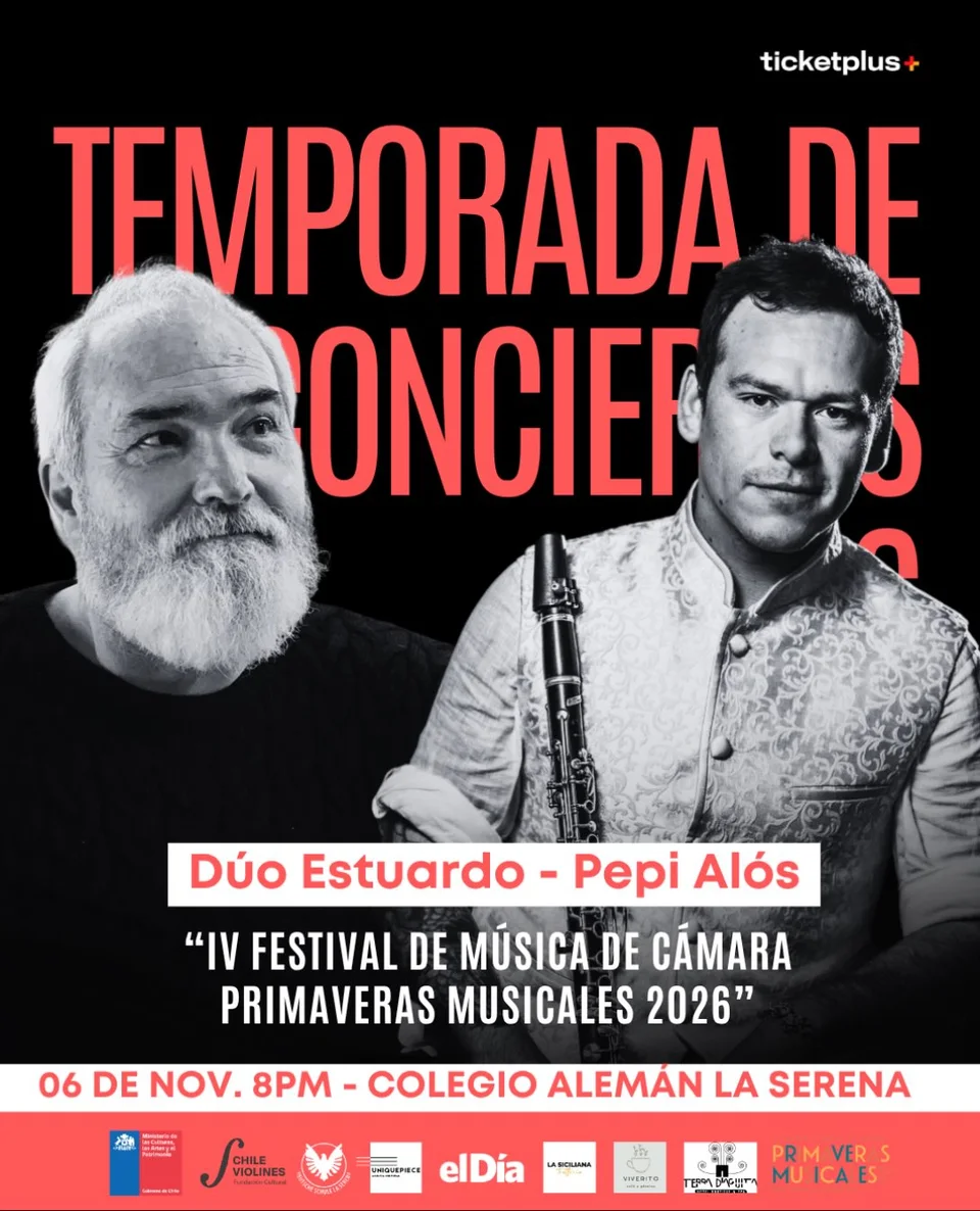 Afiche de Dúo Estuardo–Pepi Alós · concierto de cámara