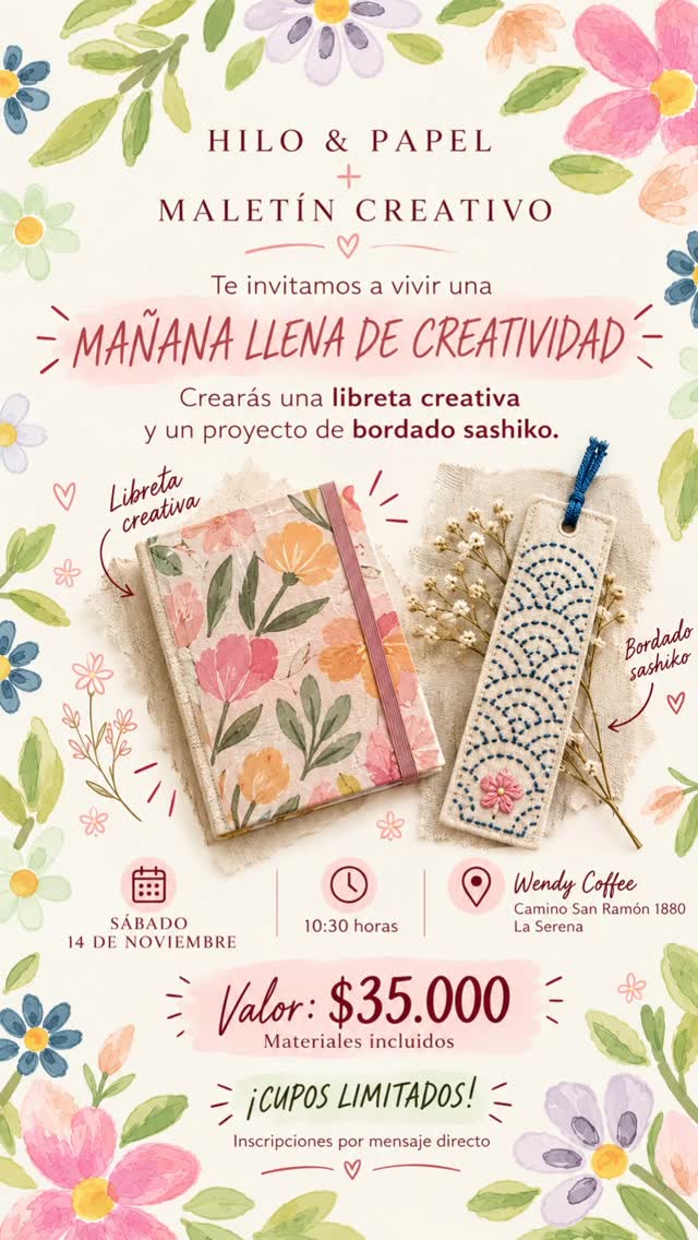 Libreta creativa y bordado sashiko
