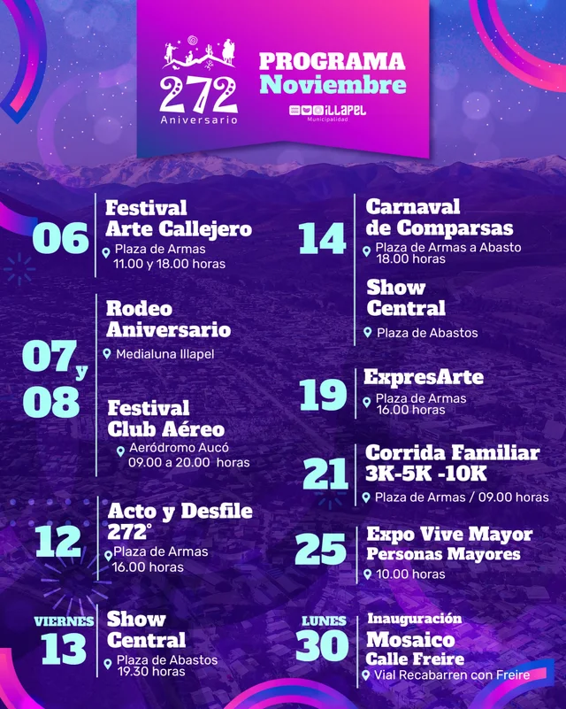 Afiche: Acto y desfile del aniversario 272 de Illapel