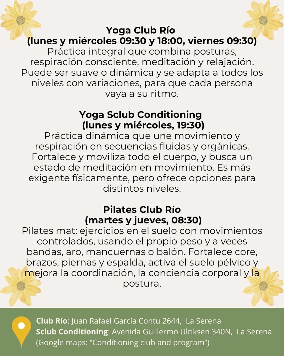 Horarios de primavera de yoga y pilates de Alma Yóguica · imagen 2