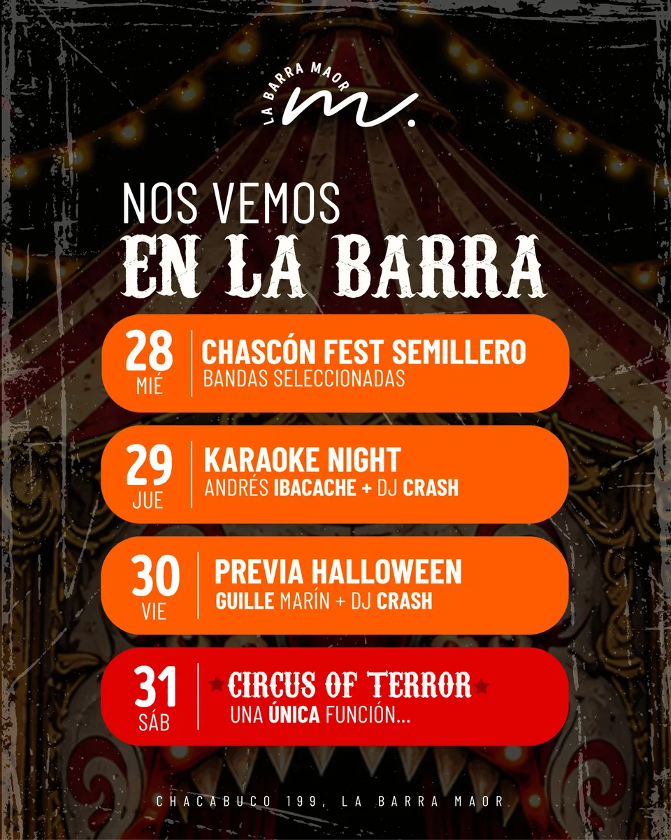 Afiche de Previa de Halloween · La Barra Maor