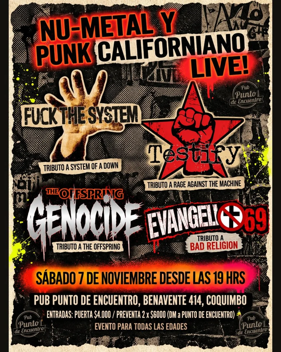 Afiche de Nu-Metal y Punk Californiano Live