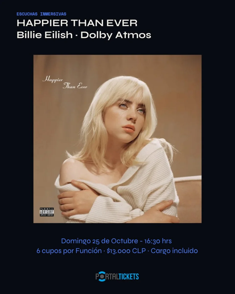 Afiche de Audiciones inmersivas · Billie Eilish, The Beatles, Michael Jackson