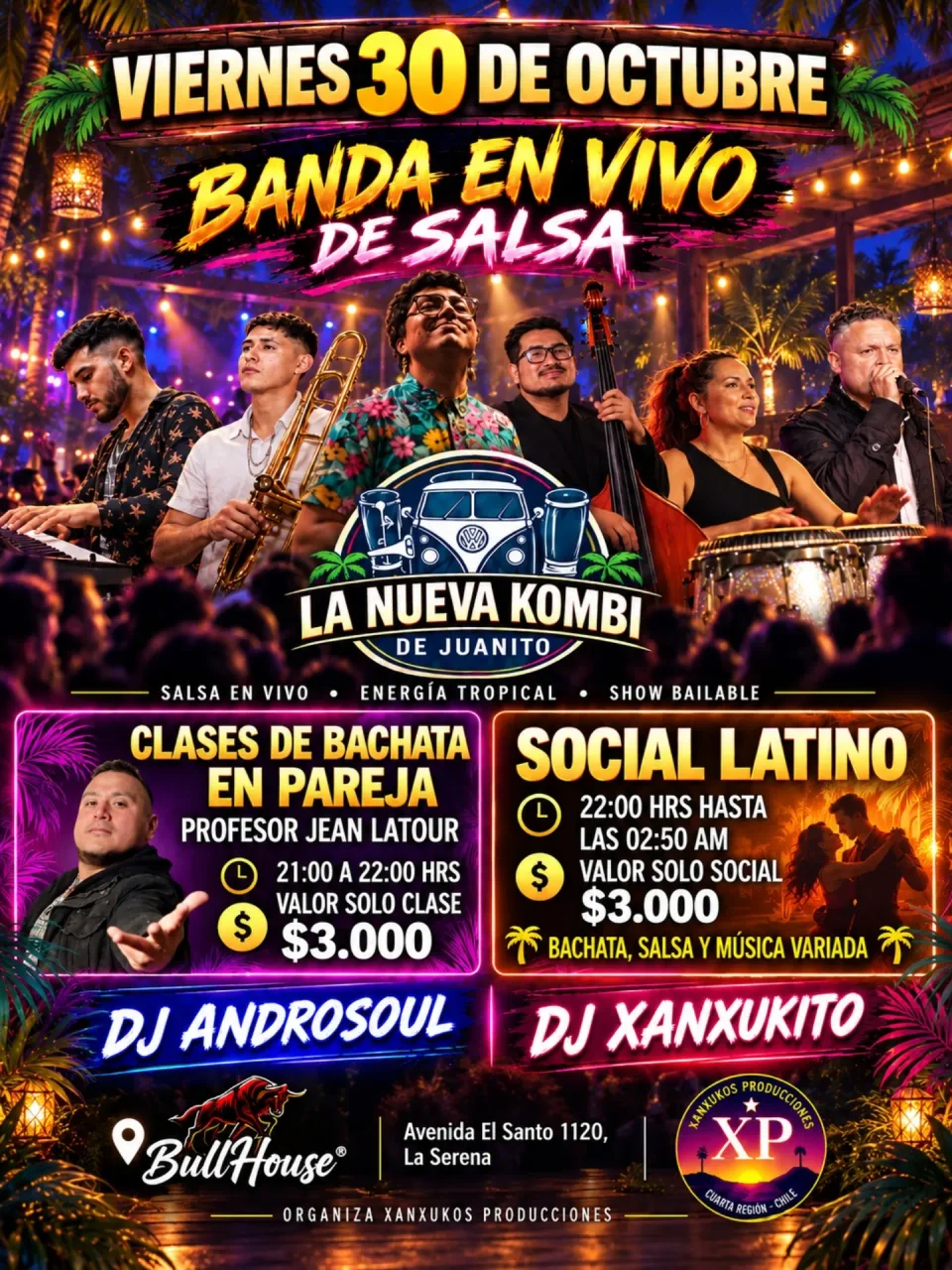 Afiche de La Nueva Kombi de Juanito · bachata y social latino