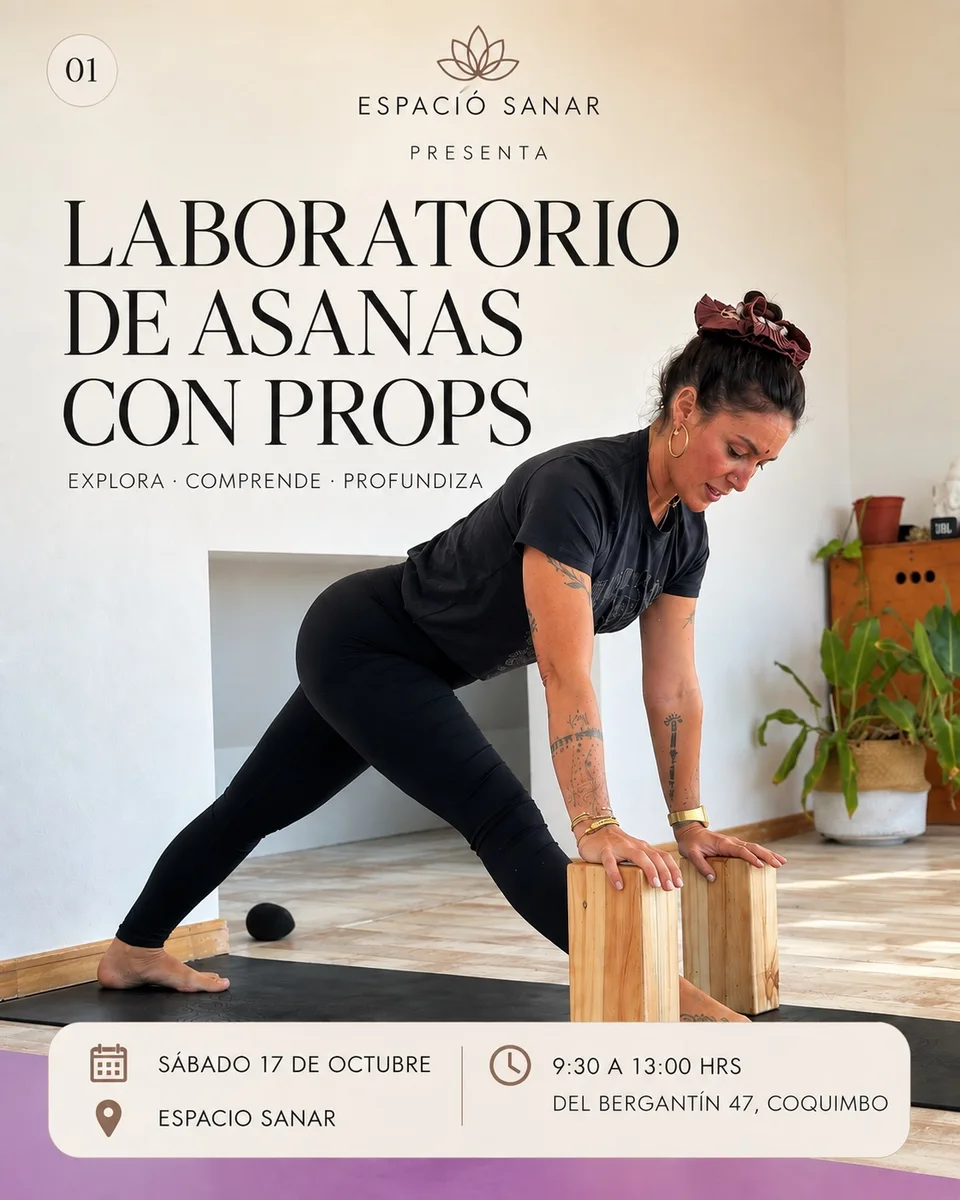 Afiche de Laboratorio de Asanas con Props · Emma Marín