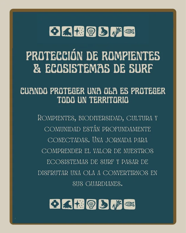 Flyer e información de Rompientes Vivas 2026 · Congreso de Surf Regenerativo