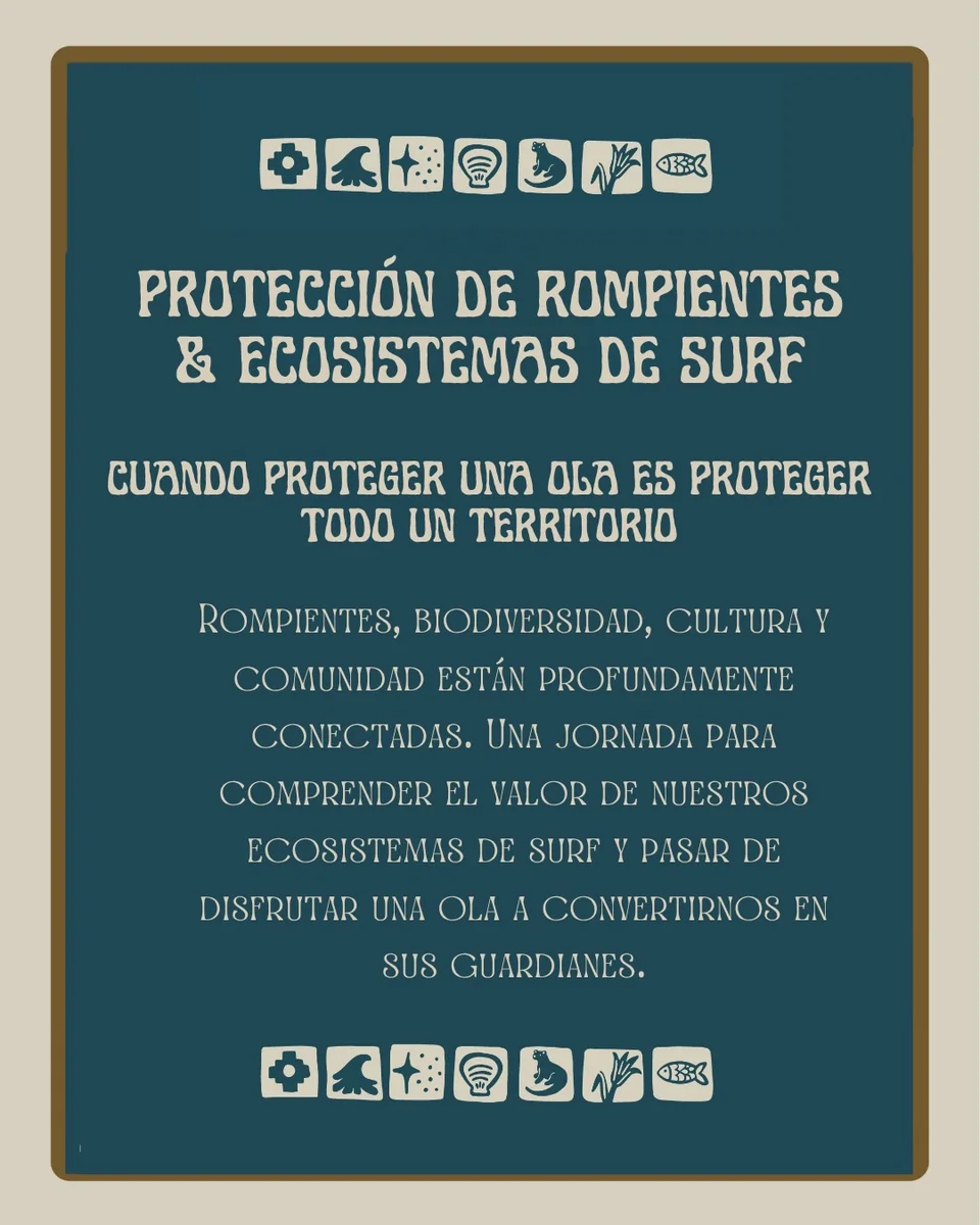 Flyer e información de Rompientes Vivas 2026 · Congreso de Surf Regenerativo