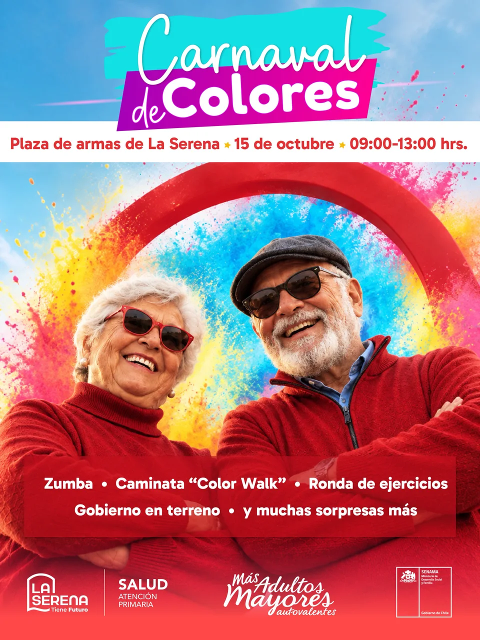 Afiche de Carnaval de Colores · Encuentro para personas mayores