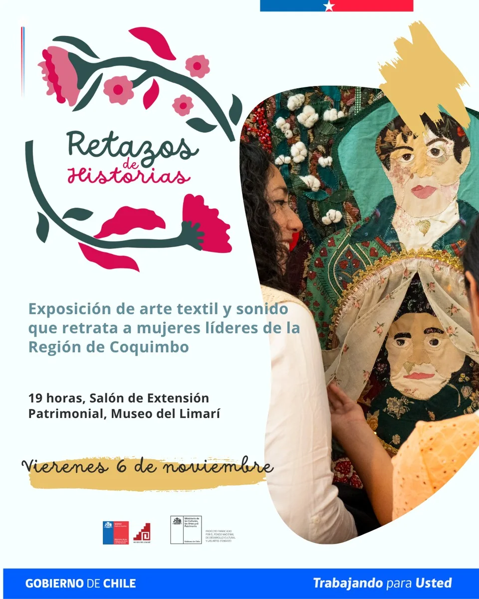 Afiche de Retazos de historias · inauguración de exposición