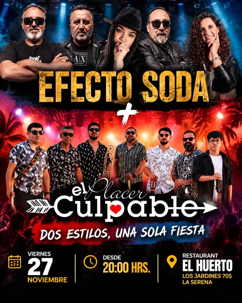 Afiche de Del rock al retro pop · Efecto Soda y Placer Culpable